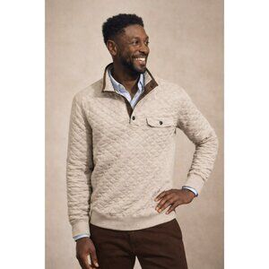 Faherty Quilted Pullover Jacket Mens Large Cotton Blend Lightweight